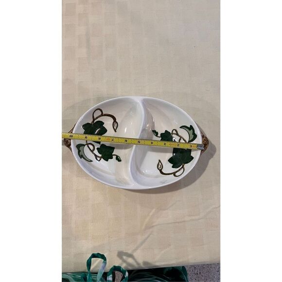 Vintage Metlox Poppytrail California Ivy Handpainted Divided Oval Vegetable Bowl - Picture 6 of 7